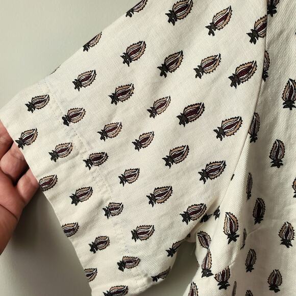 Banana Republic Women Beige Linen Print Boxy Cropped Top XL Preppy Natural NEW - Picture 4 of 10